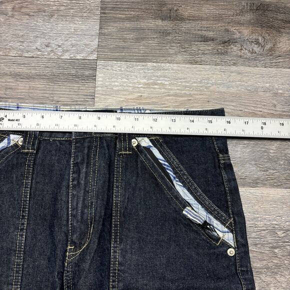 Vintage Raider Infamous Blue Dark Wash Womens‎ 16 Plaid Trim Straight Leg Jeans - Picture 7 of 13